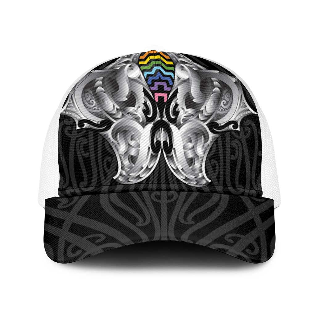 Aotearoa Kowhaiwhai Poutama Rainbow Motif Baseball Net Cap