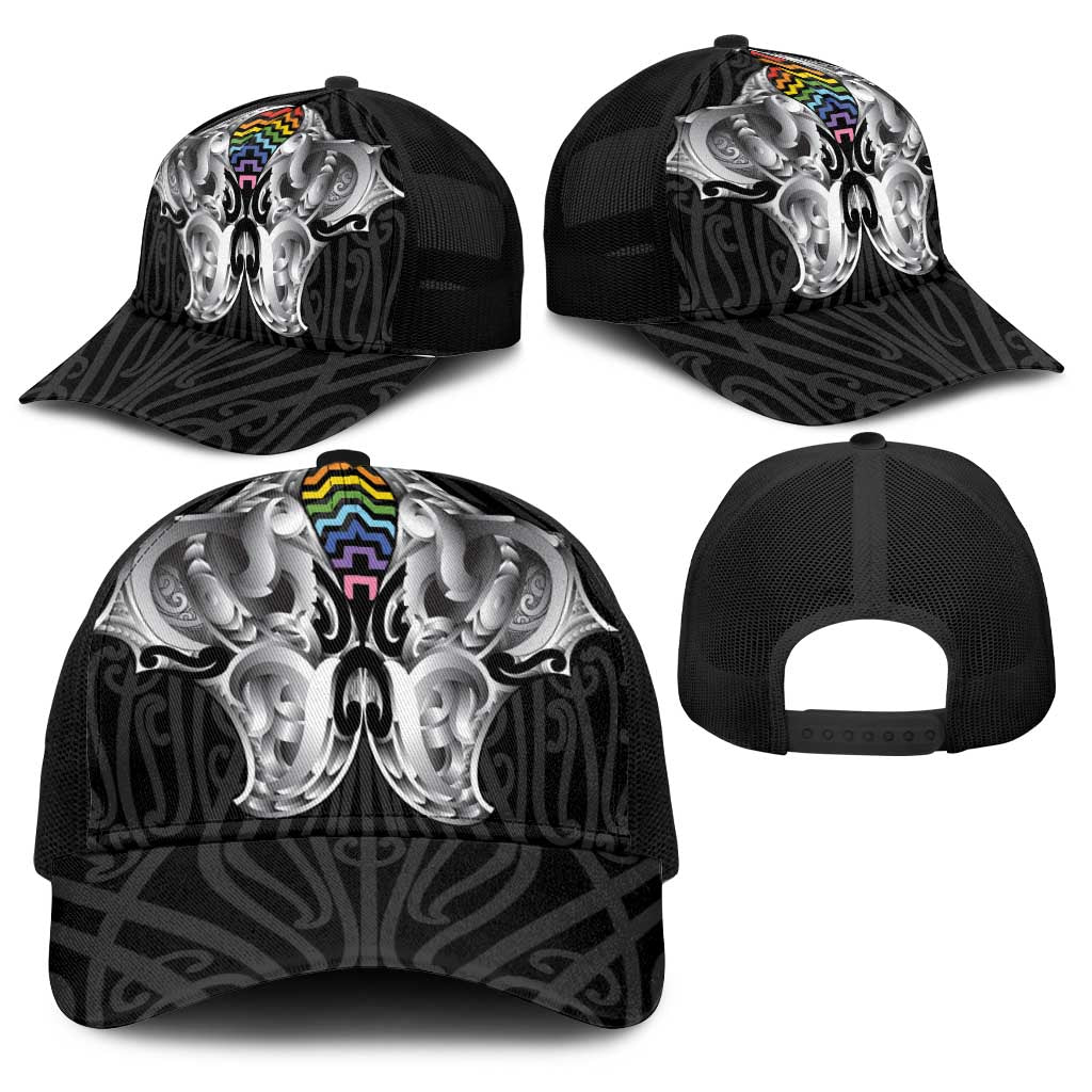 Aotearoa Kowhaiwhai Poutama Rainbow Motif Baseball Net Cap