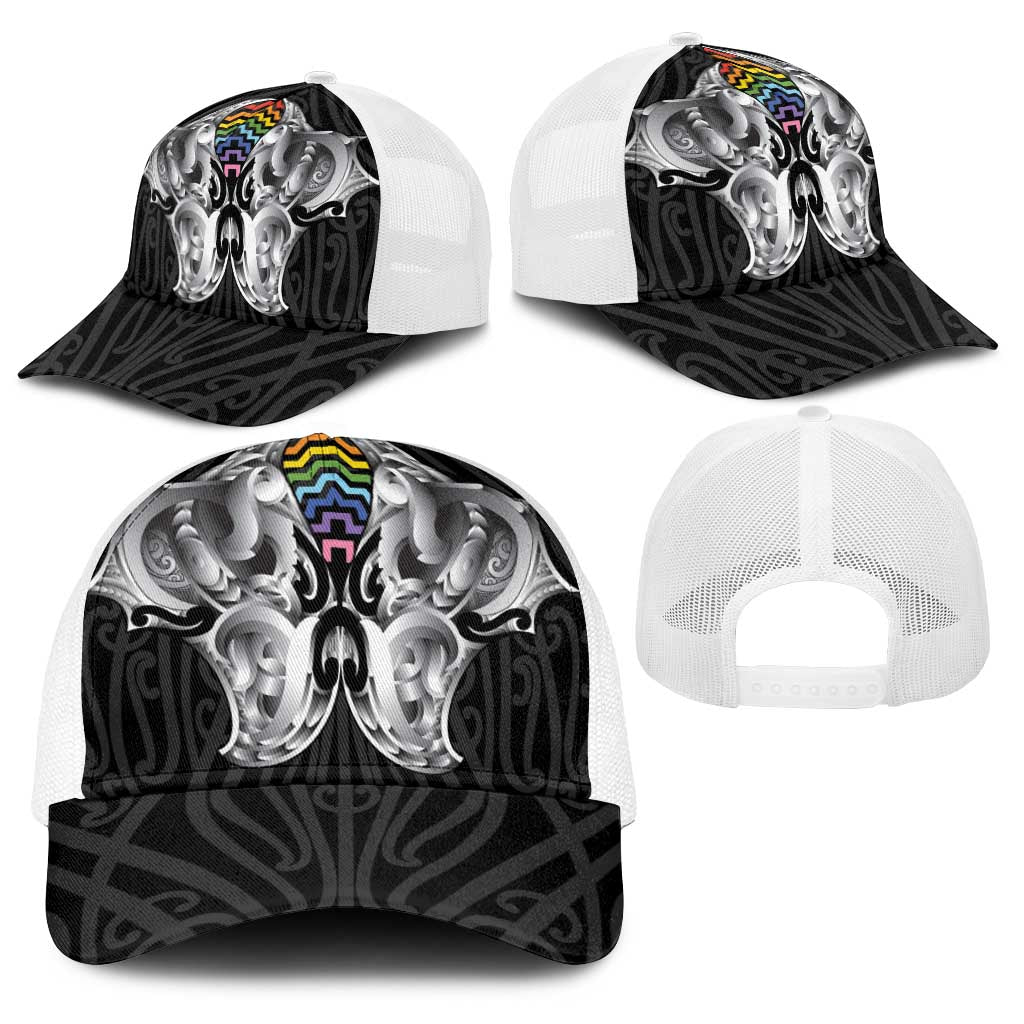 Aotearoa Kowhaiwhai Poutama Rainbow Motif Baseball Net Cap