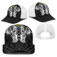 Aotearoa Kowhaiwhai Poutama Rainbow Motif Baseball Net Cap