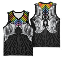 Aotearoa Kowhaiwhai Poutama Rainbow Motif Basketball Jersey
