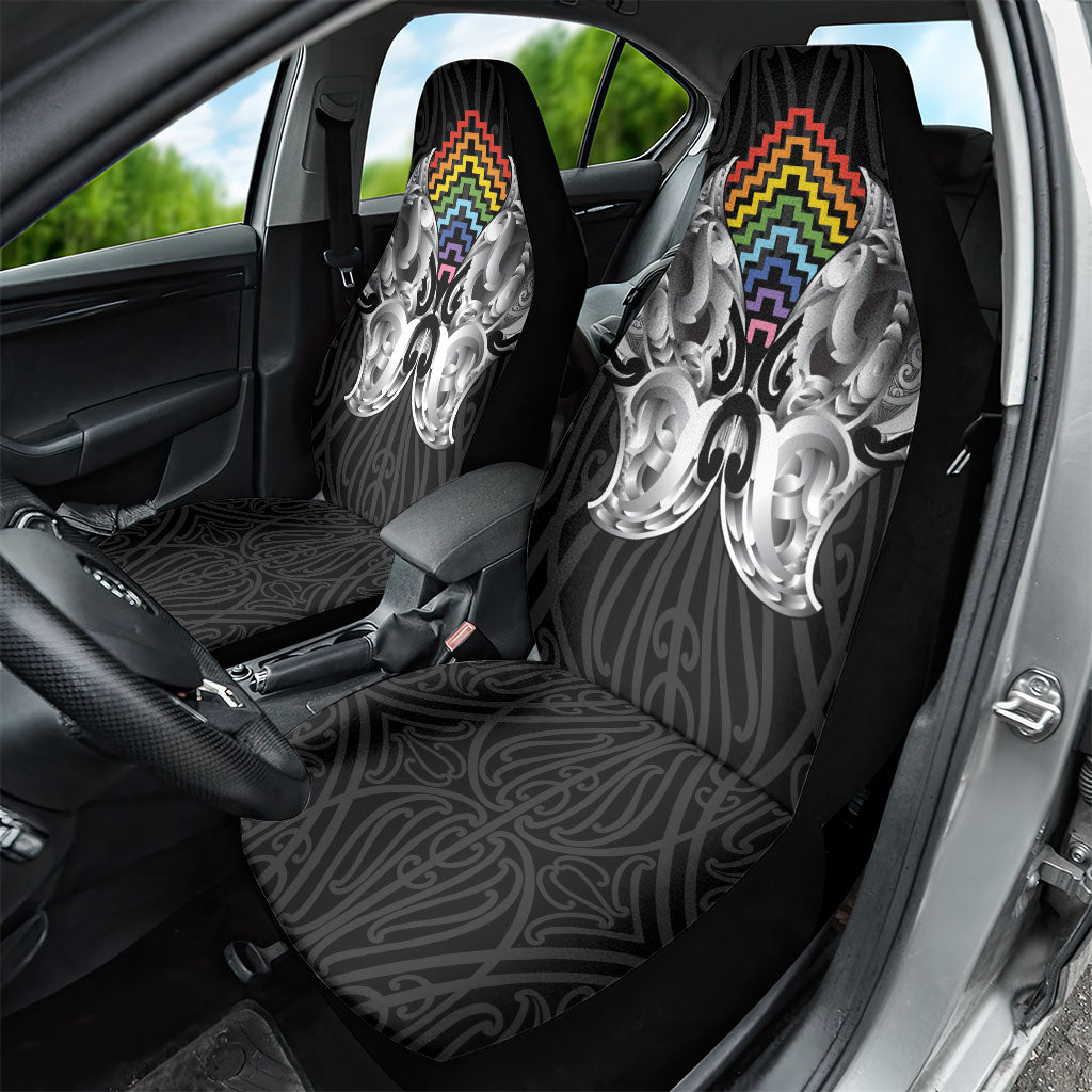 Aotearoa Kowhaiwhai Poutama Rainbow Motif Car Seat Cover
