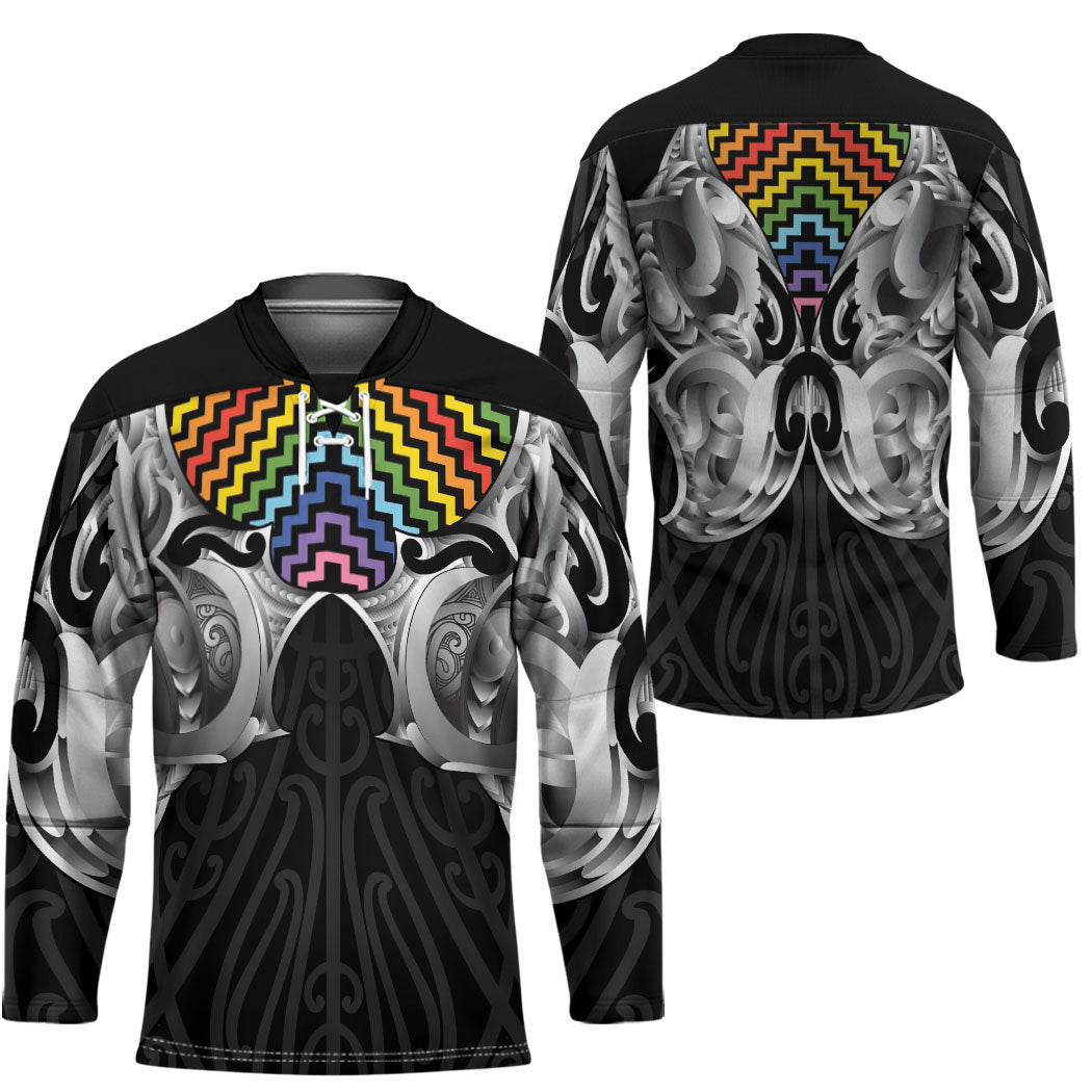Aotearoa Kowhaiwhai Poutama Rainbow Motif Hockey Jersey