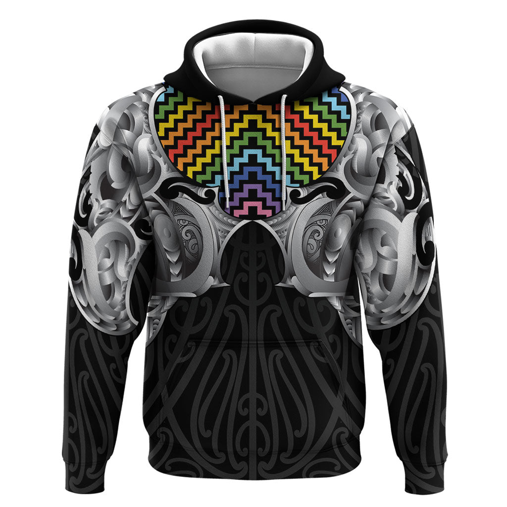 Aotearoa Kowhaiwhai Poutama Rainbow Motif Hoodie LT9 Pullover Hoodie Rainbow - Polynesian Pride