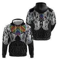 Aotearoa Kowhaiwhai Poutama Rainbow Motif Hoodie