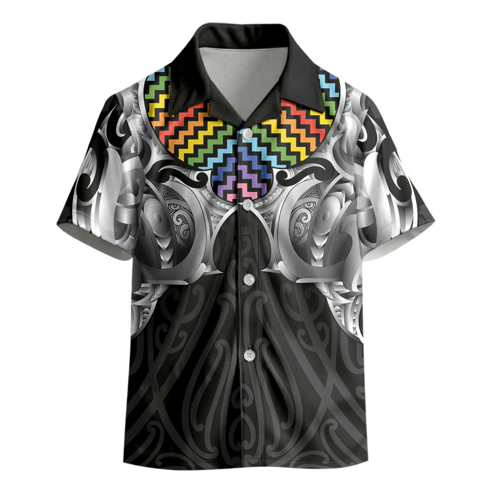 Aotearoa Kowhaiwhai Poutama Rainbow Motif Kid Hawaiian Shirt LT9 - Polynesian Pride