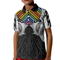 Aotearoa Kowhaiwhai Poutama Rainbow Motif Kid Polo Shirt