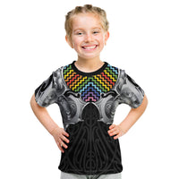 Aotearoa Kowhaiwhai Poutama Rainbow Motif Kid T Shirt