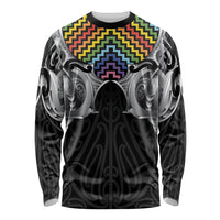 Aotearoa Kowhaiwhai Poutama Rainbow Motif Long Sleeve Shirt