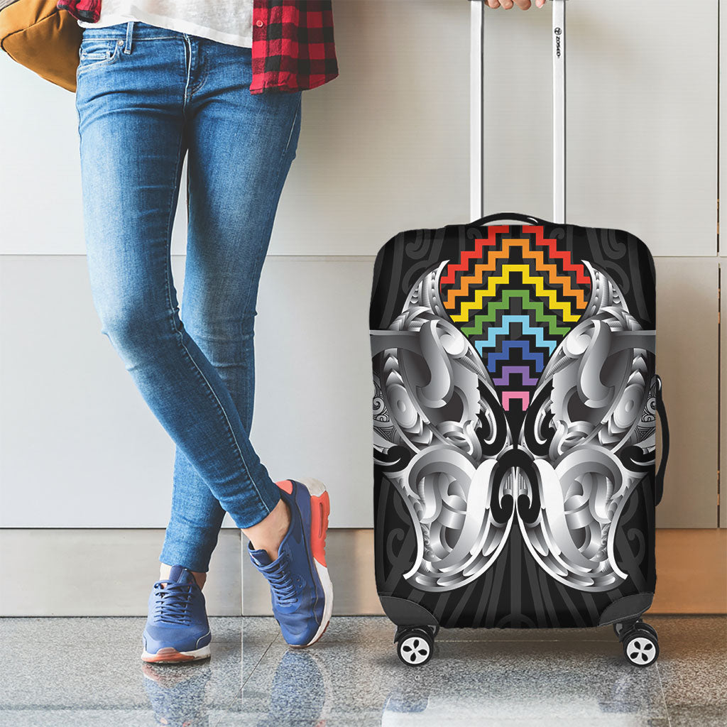 Aotearoa Kowhaiwhai Poutama Rainbow Motif Luggage Cover
