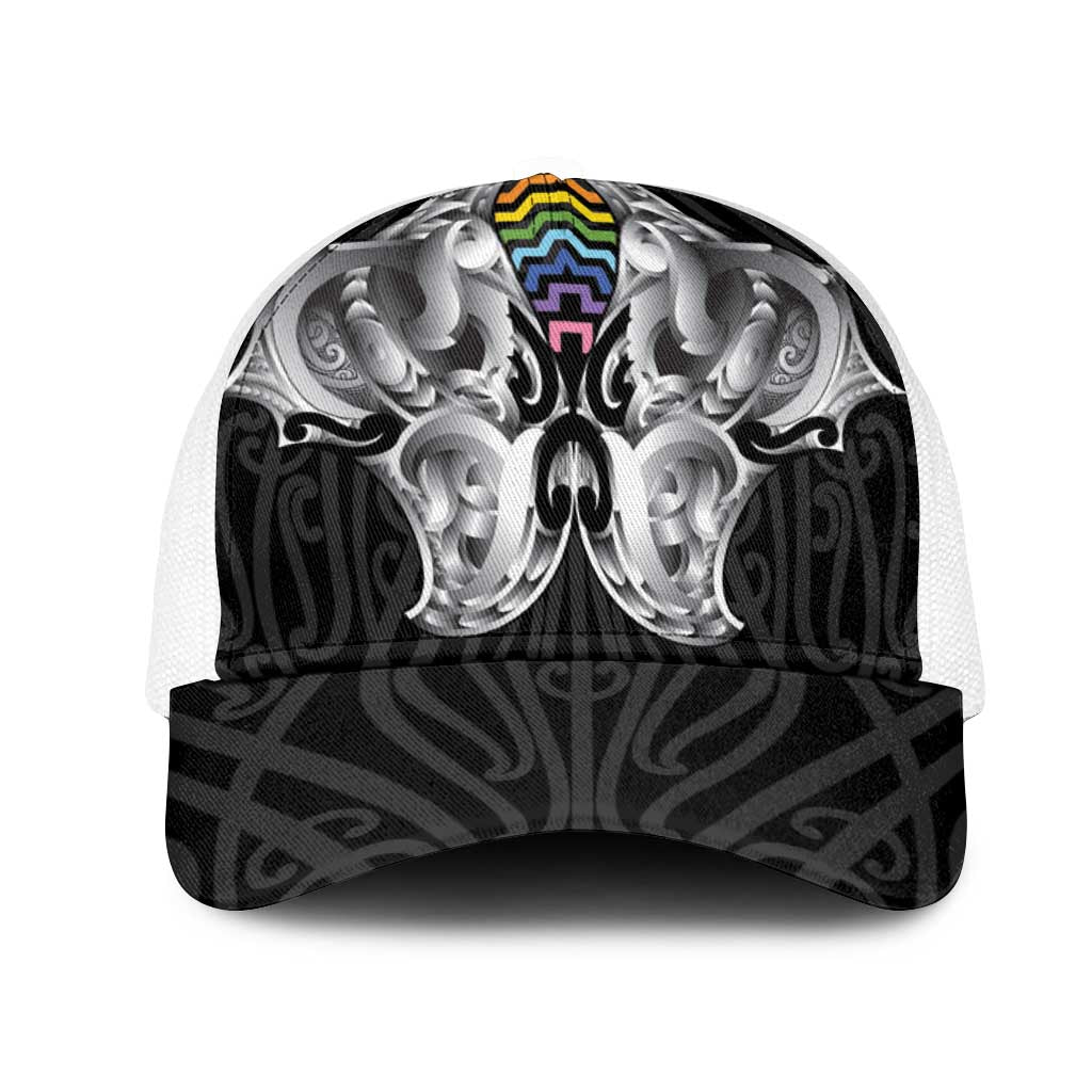 Aotearoa Kowhaiwhai Poutama Rainbow Motif Mesh Trucker Cap