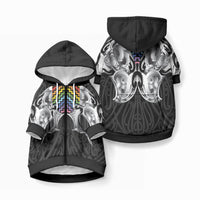 Aotearoa Kowhaiwhai Poutama Rainbow Motif Pet Hoodie