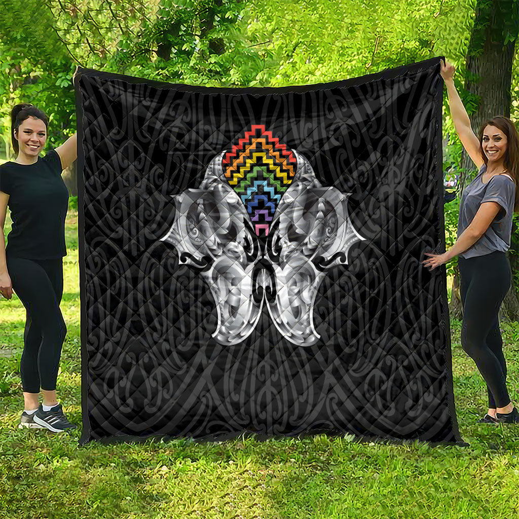 Aotearoa Kowhaiwhai Poutama Rainbow Motif Quilt