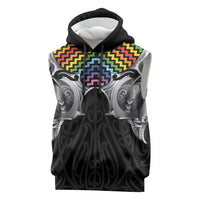 Aotearoa Kowhaiwhai Poutama Rainbow Motif Sleeveless Hoodie LT9 Rainbow - Polynesian Pride