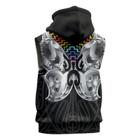 Aotearoa Kowhaiwhai Poutama Rainbow Motif Sleeveless Hoodie LT9 - Polynesian Pride