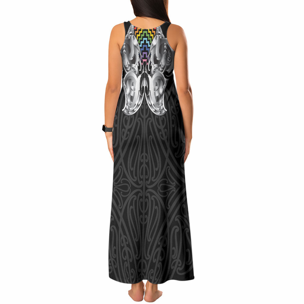 Aotearoa Kowhaiwhai Poutama Rainbow Motif Tank Maxi Dress LT9 - Polynesian Pride