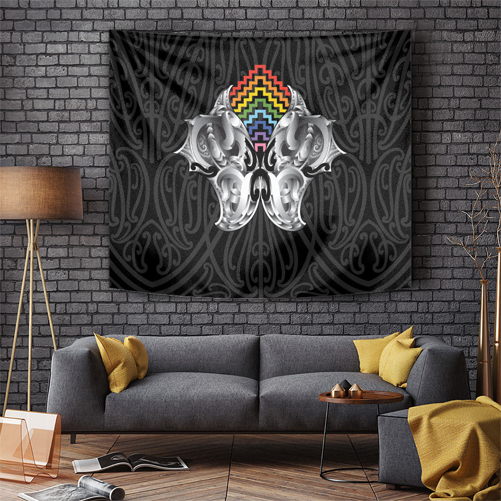 Aotearoa Kowhaiwhai Poutama Rainbow Motif Tapestry LT9 Rainbow - Polynesian Pride