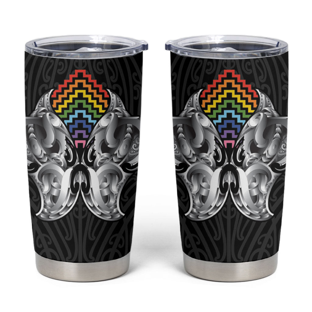 Aotearoa Kowhaiwhai Poutama Rainbow Motif Tumbler Cup