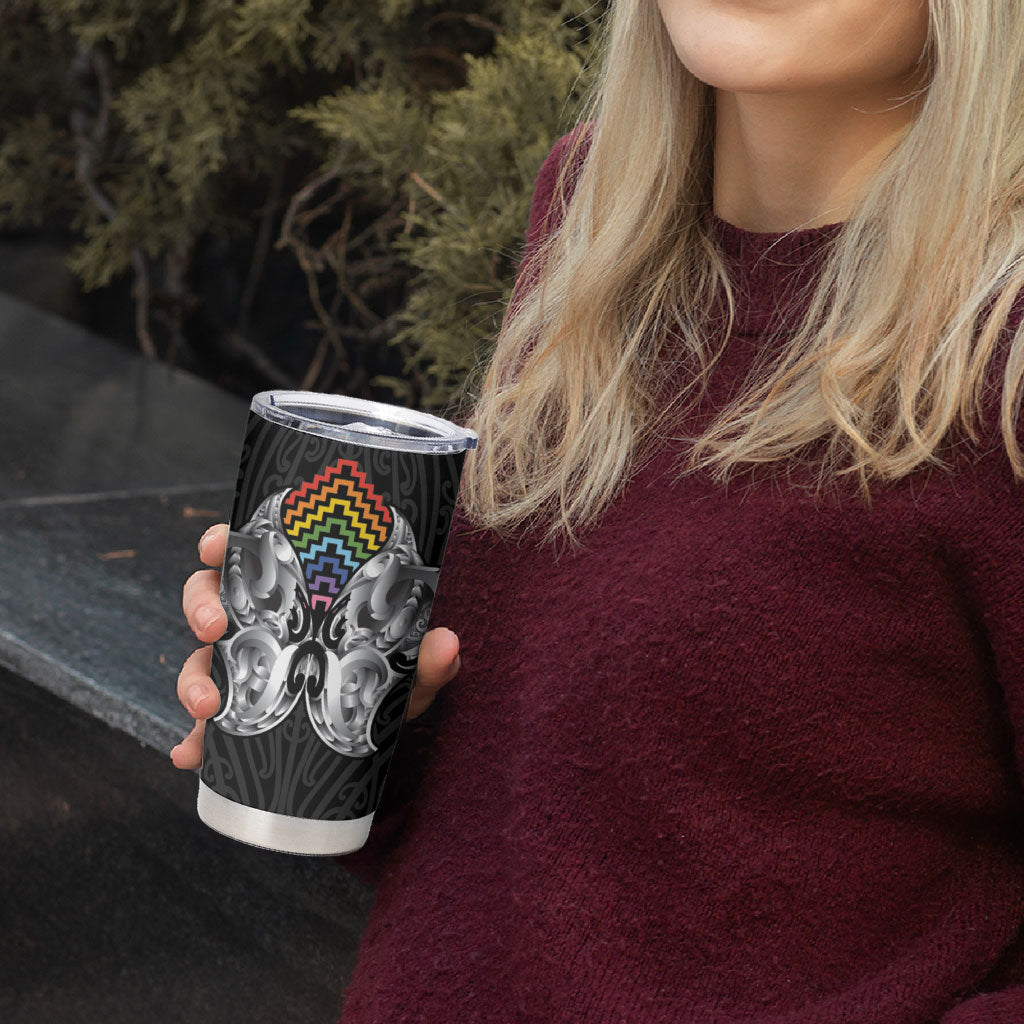 Aotearoa Kowhaiwhai Poutama Rainbow Motif Tumbler Cup