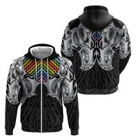 Aotearoa Kowhaiwhai Poutama Rainbow Motif Zip Hoodie