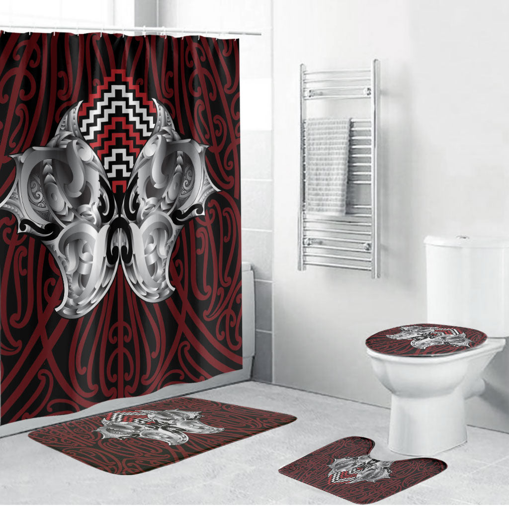 Aotearoa Kowhaiwhai Poutama Red Motif Bathroom Set
