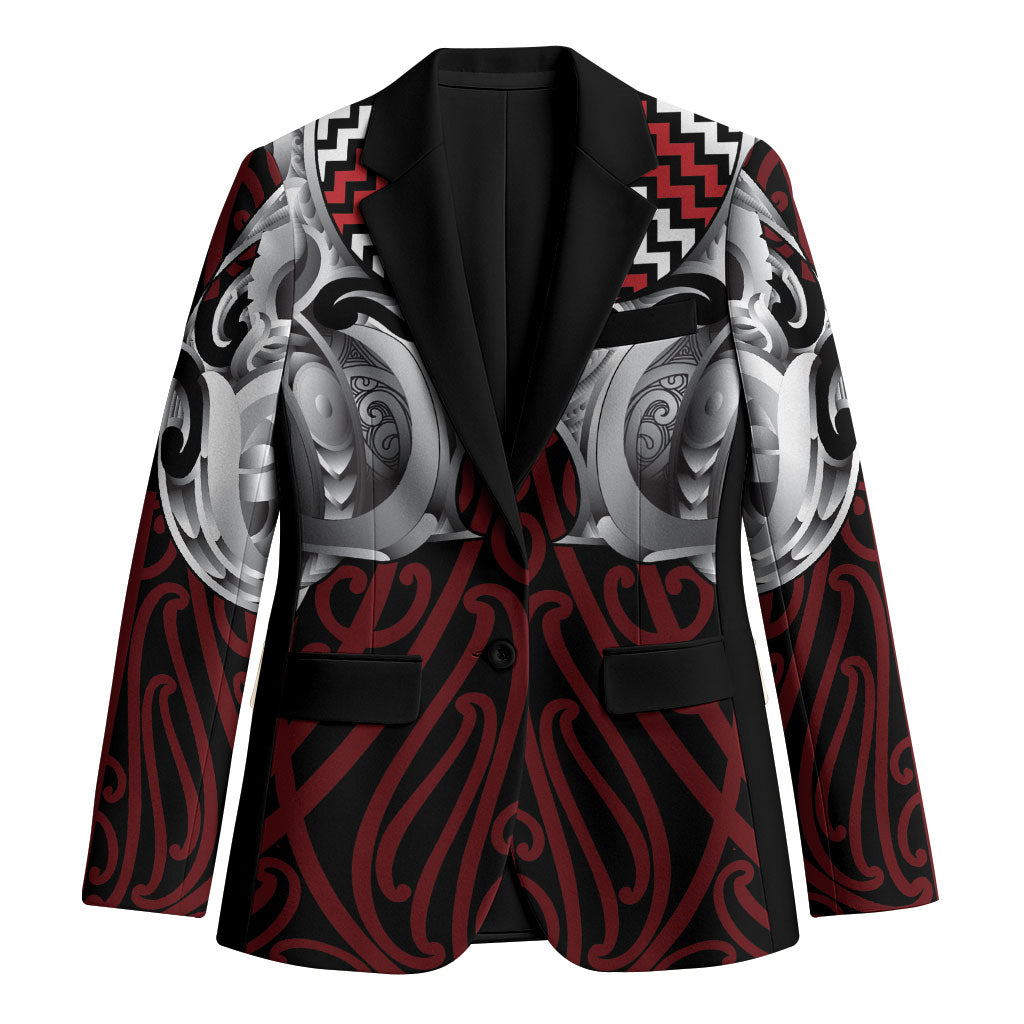 Aotearoa Kowhaiwhai Poutama Red Motif Blazer LT9 Unisex Red - Polynesian Pride
