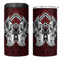 Aotearoa Kowhaiwhai Poutama Red Motif 4 in 1 Can Cooler Tumbler LT9 One Size: 16 oz Red - Polynesian Pride