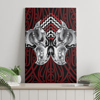 Aotearoa Kowhaiwhai Poutama Red Motif Canvas Wall Art