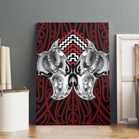 Aotearoa Kowhaiwhai Poutama Red Motif Canvas Wall Art