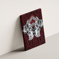 Aotearoa Kowhaiwhai Poutama Red Motif Canvas Wall Art
