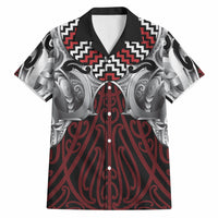 Aotearoa Kowhaiwhai Poutama Red Motif Hawaiian Shirt