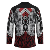 Aotearoa Kowhaiwhai Poutama Red Motif Hockey Jersey LT9 - Polynesian Pride