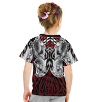 Aotearoa Kowhaiwhai Poutama Red Motif Kid T Shirt LT9 - Polynesian Pride