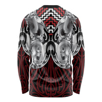 Aotearoa Kowhaiwhai Poutama Red Motif Long Sleeve Shirt
