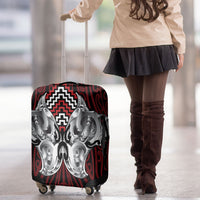 Aotearoa Kowhaiwhai Poutama Red Motif Luggage Cover