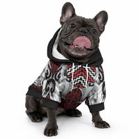 Aotearoa Kowhaiwhai Poutama Red Motif Pet Hoodie LT9 - Polynesian Pride