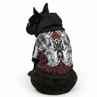 Aotearoa Kowhaiwhai Poutama Red Motif Pet Hoodie LT9 - Polynesian Pride