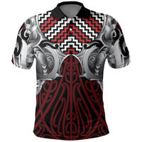 Aotearoa Kowhaiwhai Poutama Red Motif Polo Shirt
