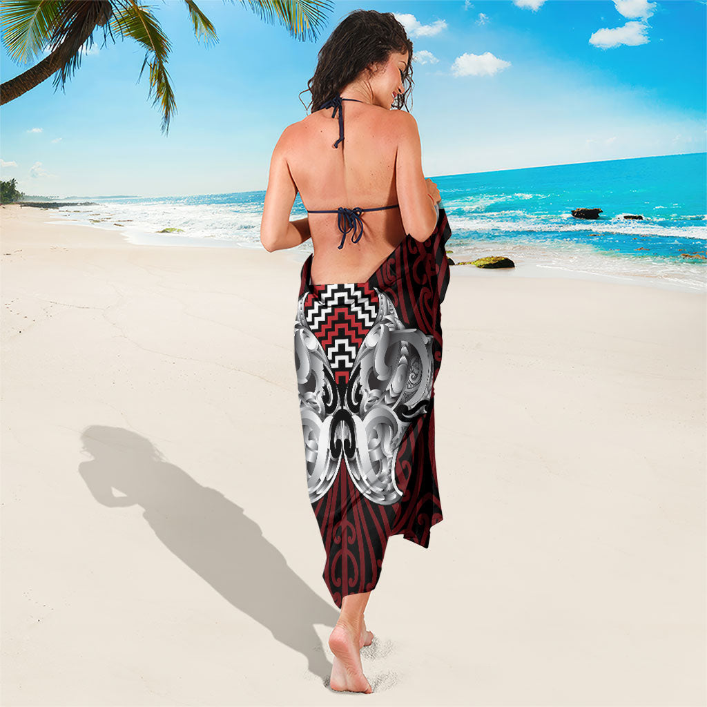 Aotearoa Kowhaiwhai Poutama Red Motif Sarong