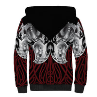 Aotearoa Kowhaiwhai Poutama Red Motif Sherpa Hoodie LT9 - Polynesian Pride