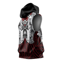 Aotearoa Kowhaiwhai Poutama Red Motif Sleeveless Hoodie LT9 - Polynesian Pride