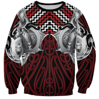 Aotearoa Kowhaiwhai Poutama Red Motif Sweatshirt