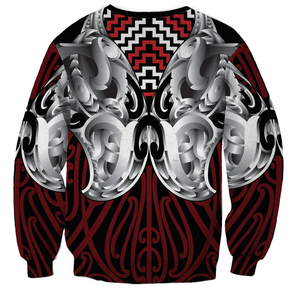 Aotearoa Kowhaiwhai Poutama Red Motif Sweatshirt