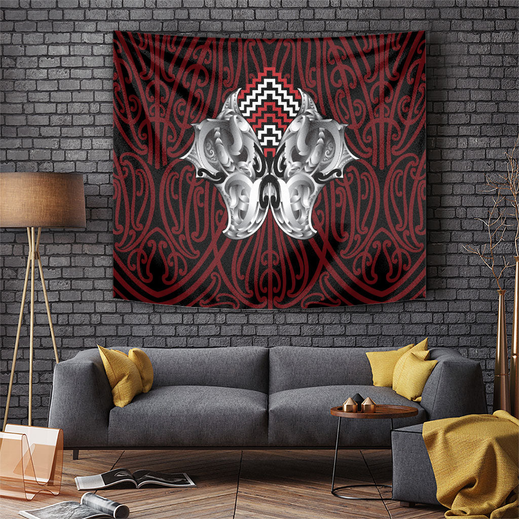 Aotearoa Kowhaiwhai Poutama Red Motif Tapestry LT9 Red - Polynesian Pride