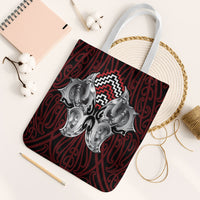 Aotearoa Kowhaiwhai Poutama Red Motif Tote Bag