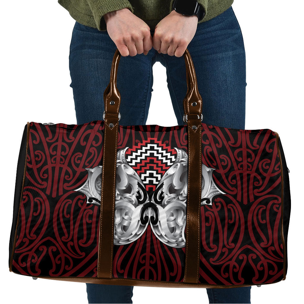 Aotearoa Kowhaiwhai Poutama Red Motif Travel Bag LT9 Red - Polynesian Pride