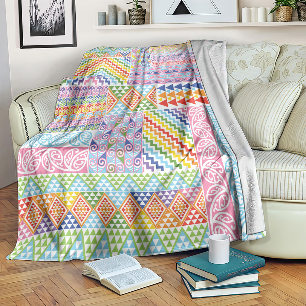 Aotearoa Kowhaiwhai Taniko Patchwork Rainbow Motifs Blanket LT9 Rainbow - Polynesian Pride