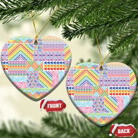Aotearoa Kowhaiwhai Taniko Patchwork Rainbow Motifs Ceramic Ornament
