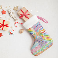 Aotearoa Kowhaiwhai Taniko Patchwork Rainbow Motifs Christmas Stocking