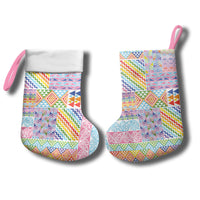 Aotearoa Kowhaiwhai Taniko Patchwork Rainbow Motifs Christmas Stocking